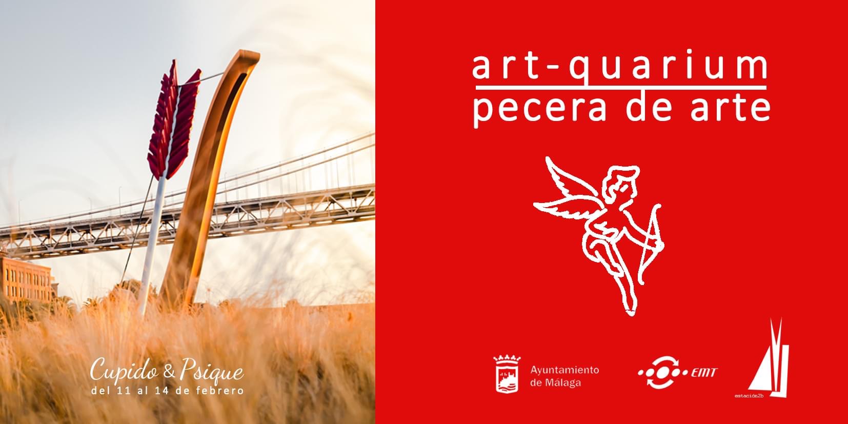 Exposición Cupido y Psique en la art-quarium o pecera del arte de la Estación de Autobuses de Málaga